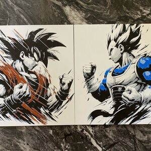 3D printed pictures of Goku and Vegeta. Perfect for decorating any room